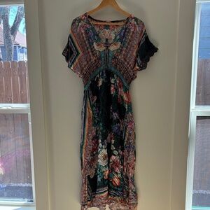Johnny Was Vibrant Floral Midi Dress